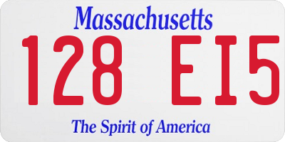 MA license plate 128EI5