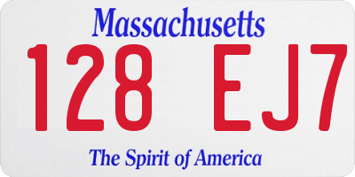 MA license plate 128EJ7