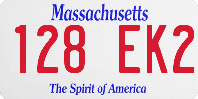 MA license plate 128EK2