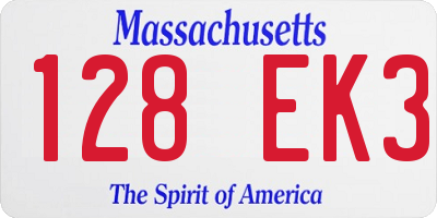 MA license plate 128EK3