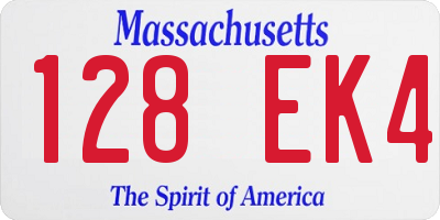 MA license plate 128EK4