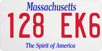 MA license plate 128EK6