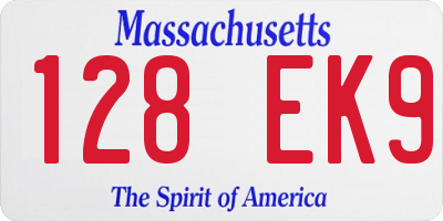 MA license plate 128EK9