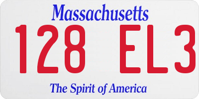 MA license plate 128EL3