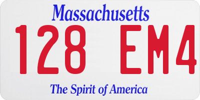 MA license plate 128EM4