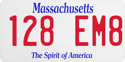 MA license plate 128EM8