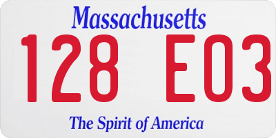 MA license plate 128EO3