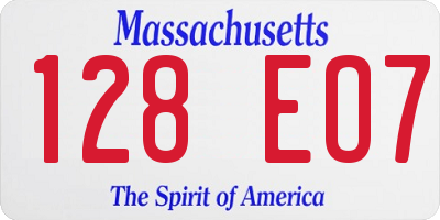 MA license plate 128EO7