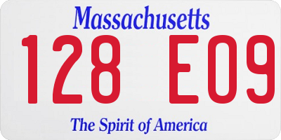 MA license plate 128EO9