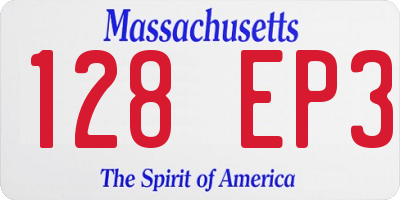 MA license plate 128EP3