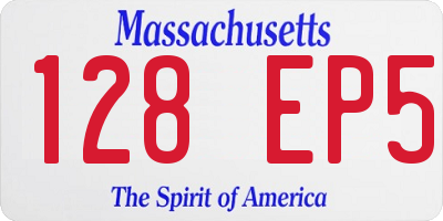 MA license plate 128EP5
