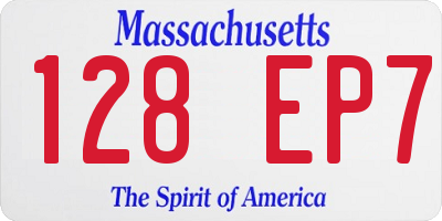 MA license plate 128EP7