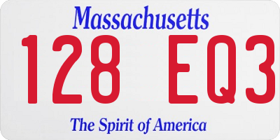 MA license plate 128EQ3