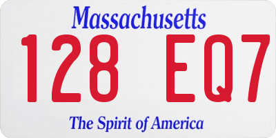 MA license plate 128EQ7