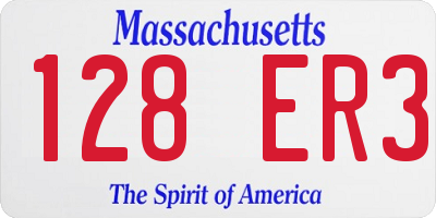 MA license plate 128ER3