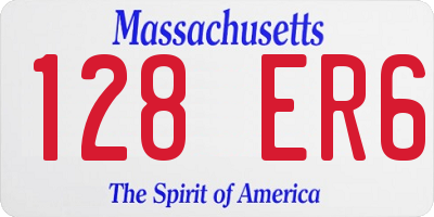 MA license plate 128ER6