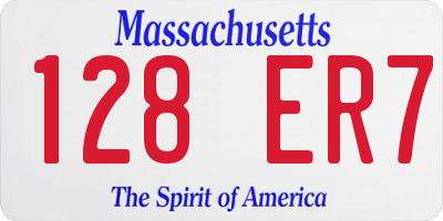 MA license plate 128ER7