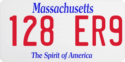 MA license plate 128ER9