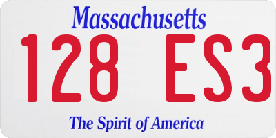 MA license plate 128ES3