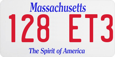 MA license plate 128ET3