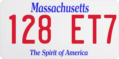 MA license plate 128ET7