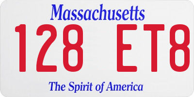 MA license plate 128ET8