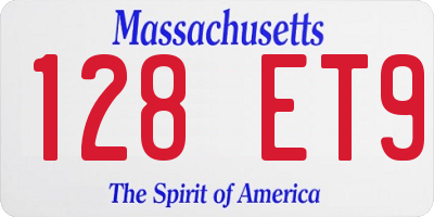 MA license plate 128ET9