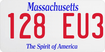MA license plate 128EU3