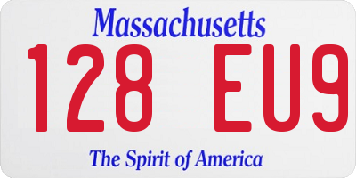 MA license plate 128EU9