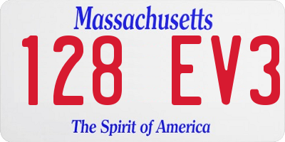 MA license plate 128EV3