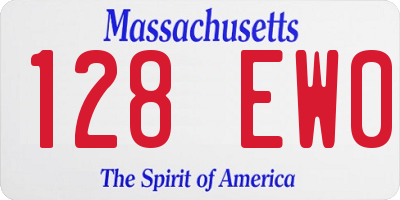 MA license plate 128EW0