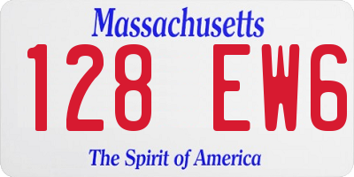 MA license plate 128EW6