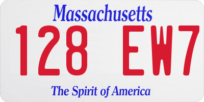 MA license plate 128EW7