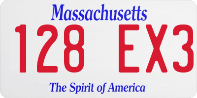 MA license plate 128EX3