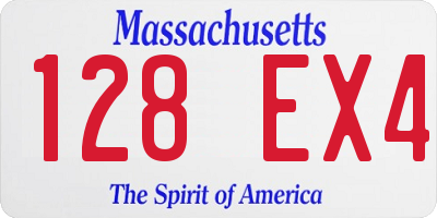 MA license plate 128EX4