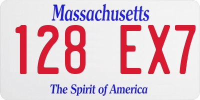 MA license plate 128EX7