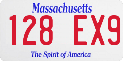 MA license plate 128EX9