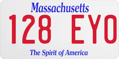 MA license plate 128EY0