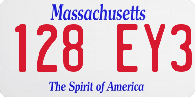 MA license plate 128EY3