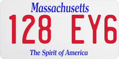 MA license plate 128EY6