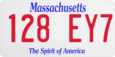 MA license plate 128EY7