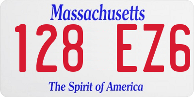 MA license plate 128EZ6