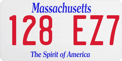 MA license plate 128EZ7