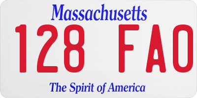 MA license plate 128FA0