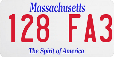 MA license plate 128FA3