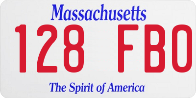 MA license plate 128FB0