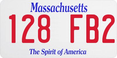 MA license plate 128FB2