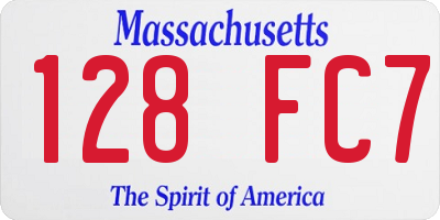 MA license plate 128FC7