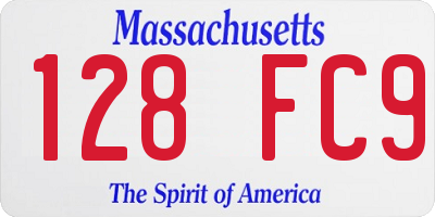 MA license plate 128FC9