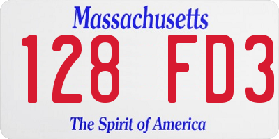 MA license plate 128FD3